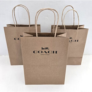Coach New York Brown Paper Shopping Bags Small Gift Storage Bag 10x8x4" Lot Of 3